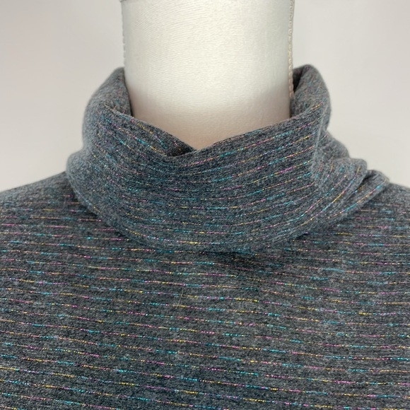 Anthropologie Postmark Liz Metallic Gray Turtleneck Shirt. Size Medium. - Picture 4 of 14